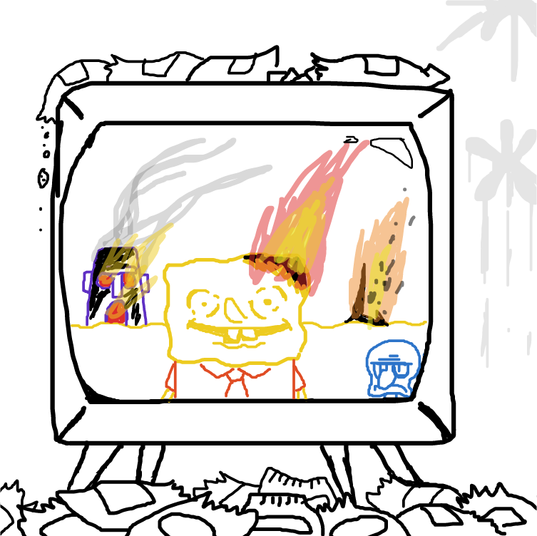 Time passes again. More Spongebob binge watching. More snacking. More lounging. The cycle repeats until... - Online Drawing Game Comic Strip Panel by SeanTrunks