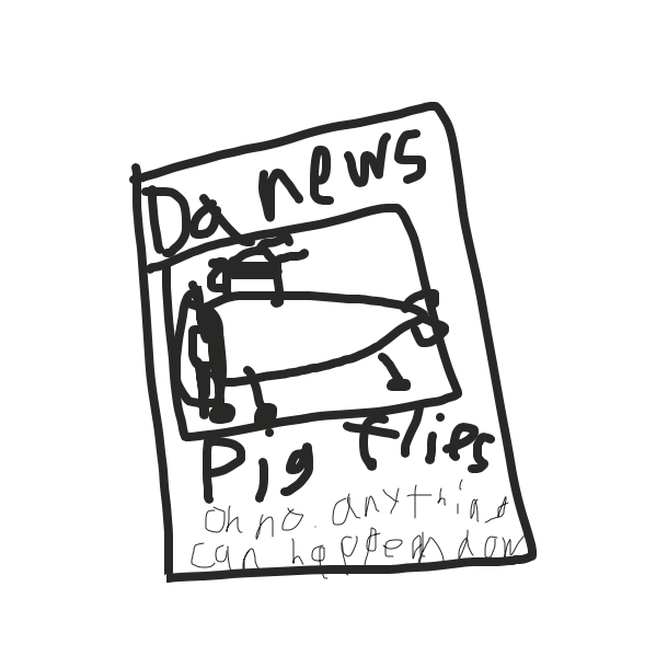 Pig makes news from flying - Online Drawing Game Comic Strip Panel by Drawception guy