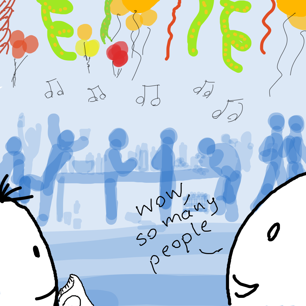 The party is awesome. Now, are they going to find the host, or...? - Online Drawing Game Comic Strip Panel by Scribbledabble