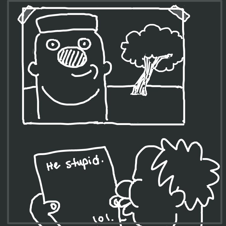 what do they say about this man in the picture - Online Drawing Game Comic Strip Panel by nooz