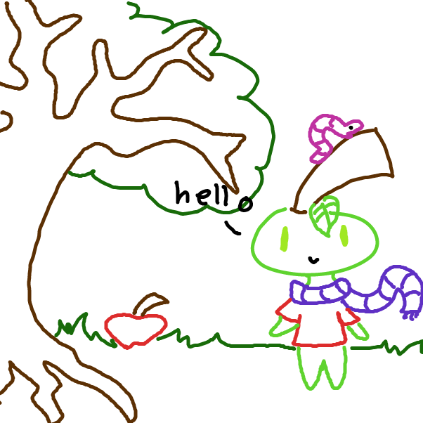 Drawing in apple by neon light