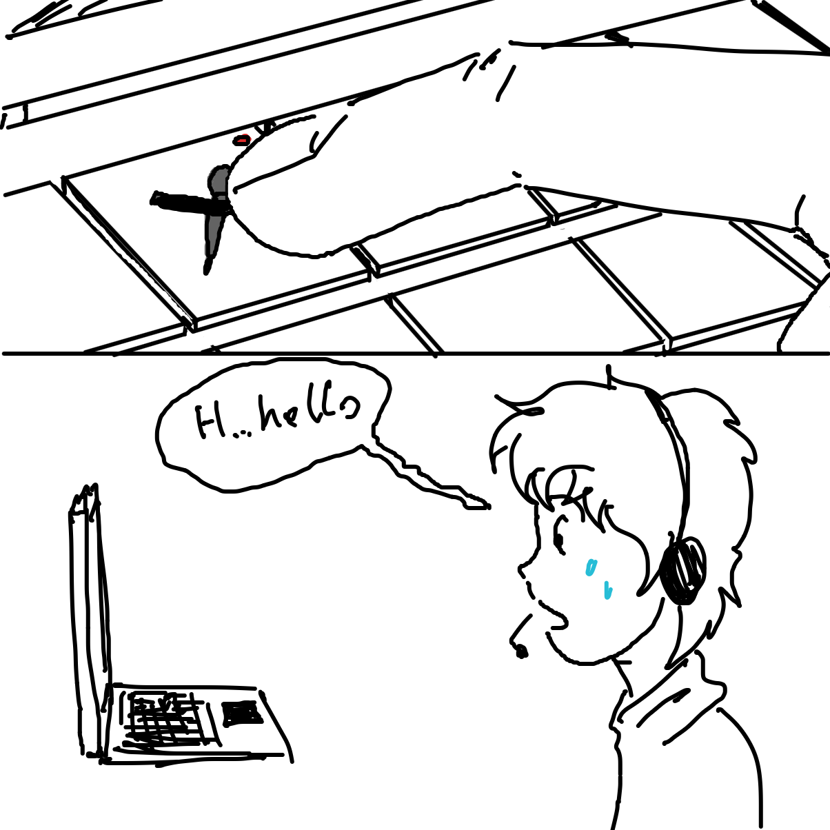 Whatever... one‘s gonna start - Online Drawing Game Comic Strip Panel by Scribbledabble