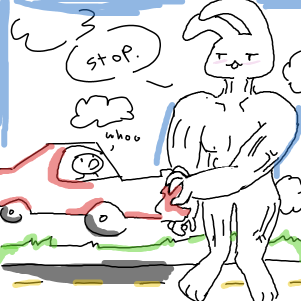 Drawing in Baby Bunny Is Sitting In The Road by popitycorn