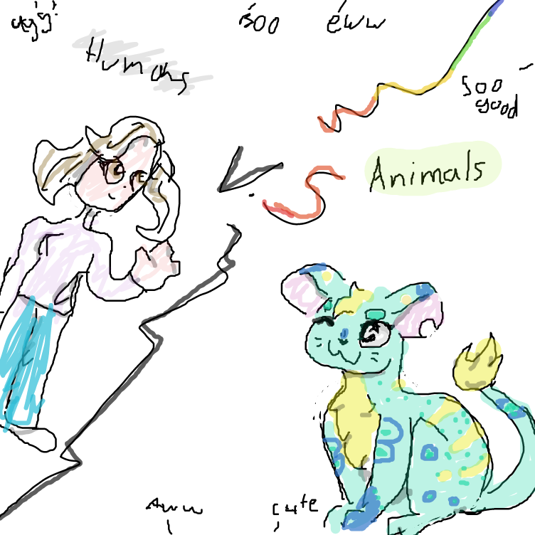 I get no complements on humans. I wonder why? HMMMMMMMMM  - Online Drawing Game Comic Strip Panel by booboobear