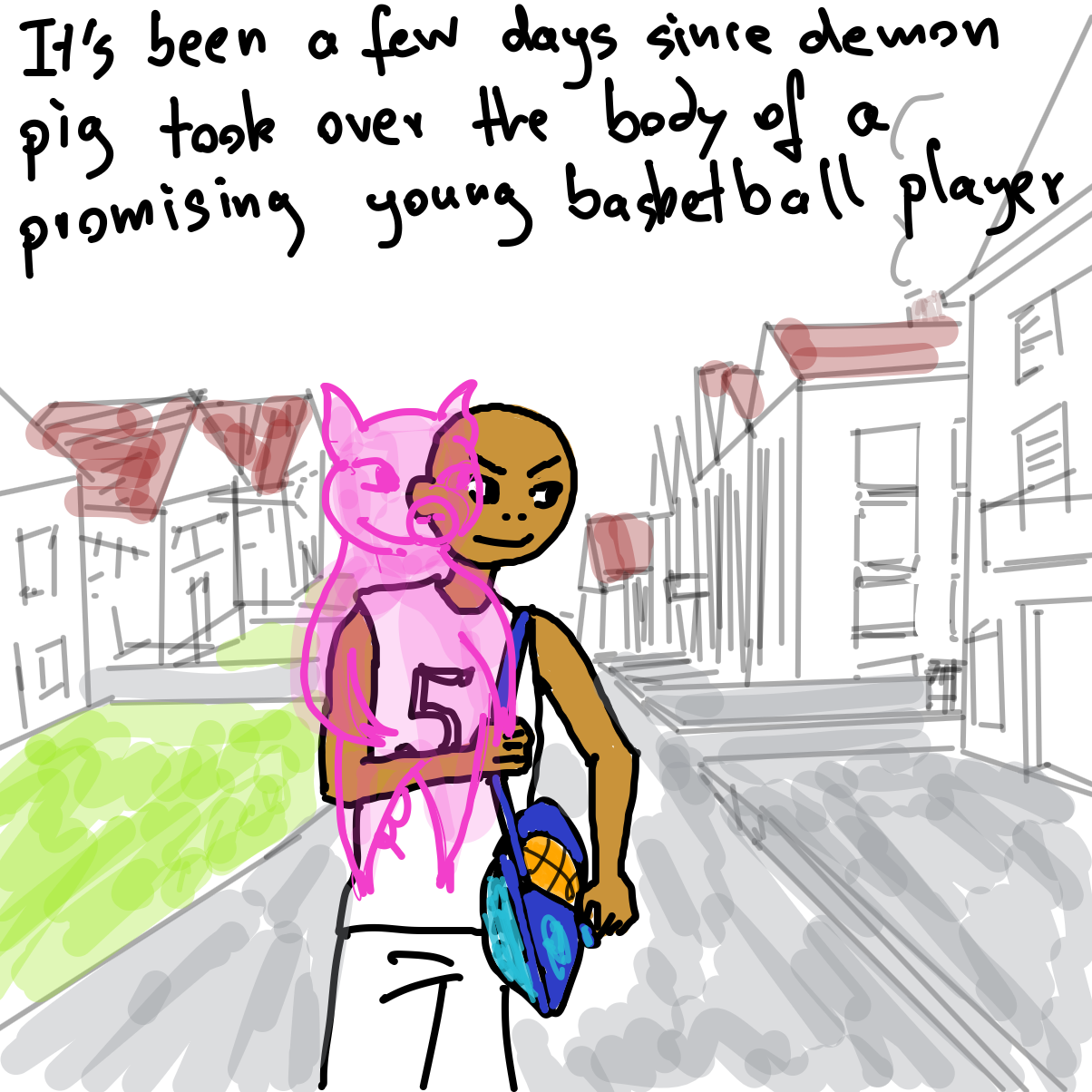 Liked webcomic Pig stuck in a basketball player