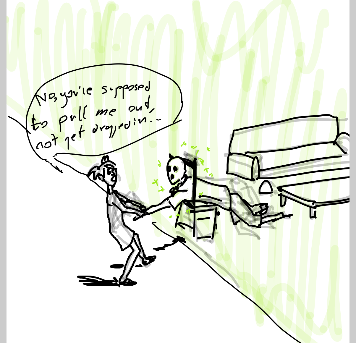 Hes too weak... - Online Drawing Game Comic Strip Panel by Scribbledabble