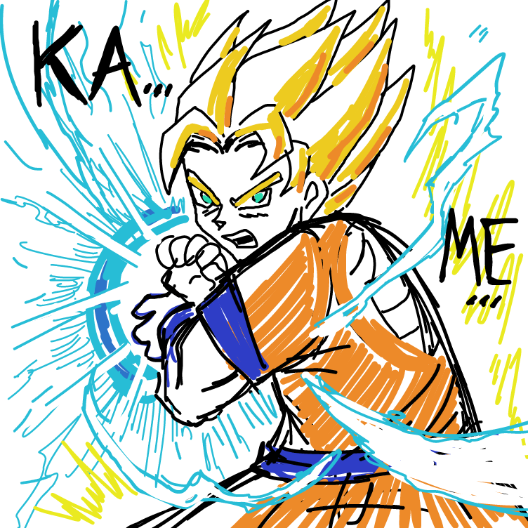 Goku doing his thing! But... what will happen next? YOU decide!! Have fun! :D - Online Drawing Game Comic Strip Panel by DaveRAD