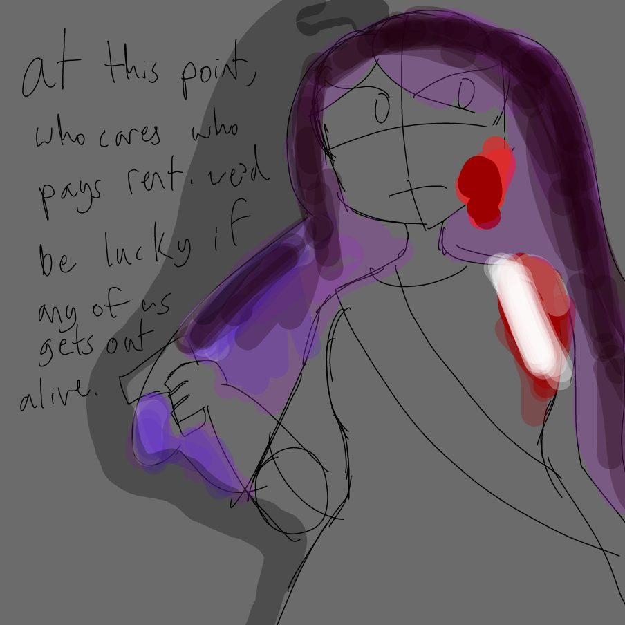 the girl is a simple victim, but she's not dead yet. (she has a bandage on her shoulder) - Online Drawing Game Comic Strip Panel by a_plantnamedbasil