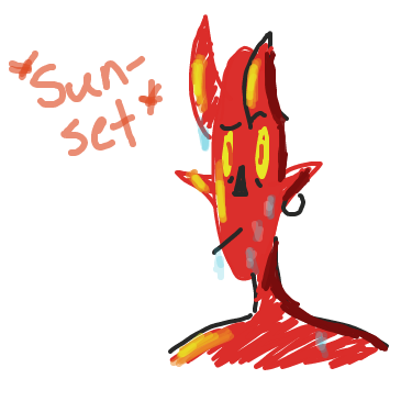 It's getting late and the demon decides to head back to shore. When he gets there, someone is running in his direction, but who? - Online Drawing Game Comic Strip Panel by Marmanic