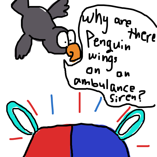 Drawing in Penguin wings on an ambulance siren by SteliosPapas