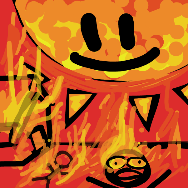 The sun moved too close to Earth and now the world's on fire! - Online Drawing Game Comic Strip Panel by CozyCritter