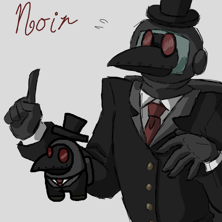 I tried to draw the actual player sprite, as well as my rendition of the character. His name is Noir. :) - Online Drawing Game Comic Strip Panel by ⚰