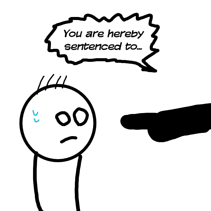 About to be sentenced - Online Drawing Game Comic Strip Panel by AMetalChair