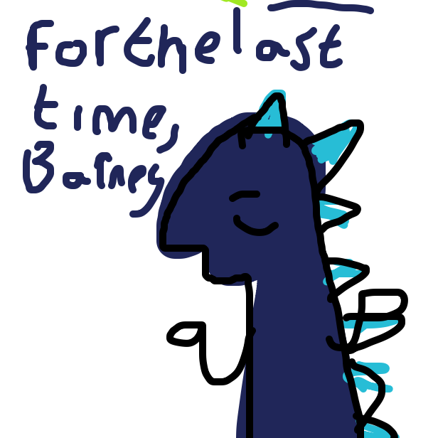 Drawing in Barney vs. Godzilla by ChickenCheese