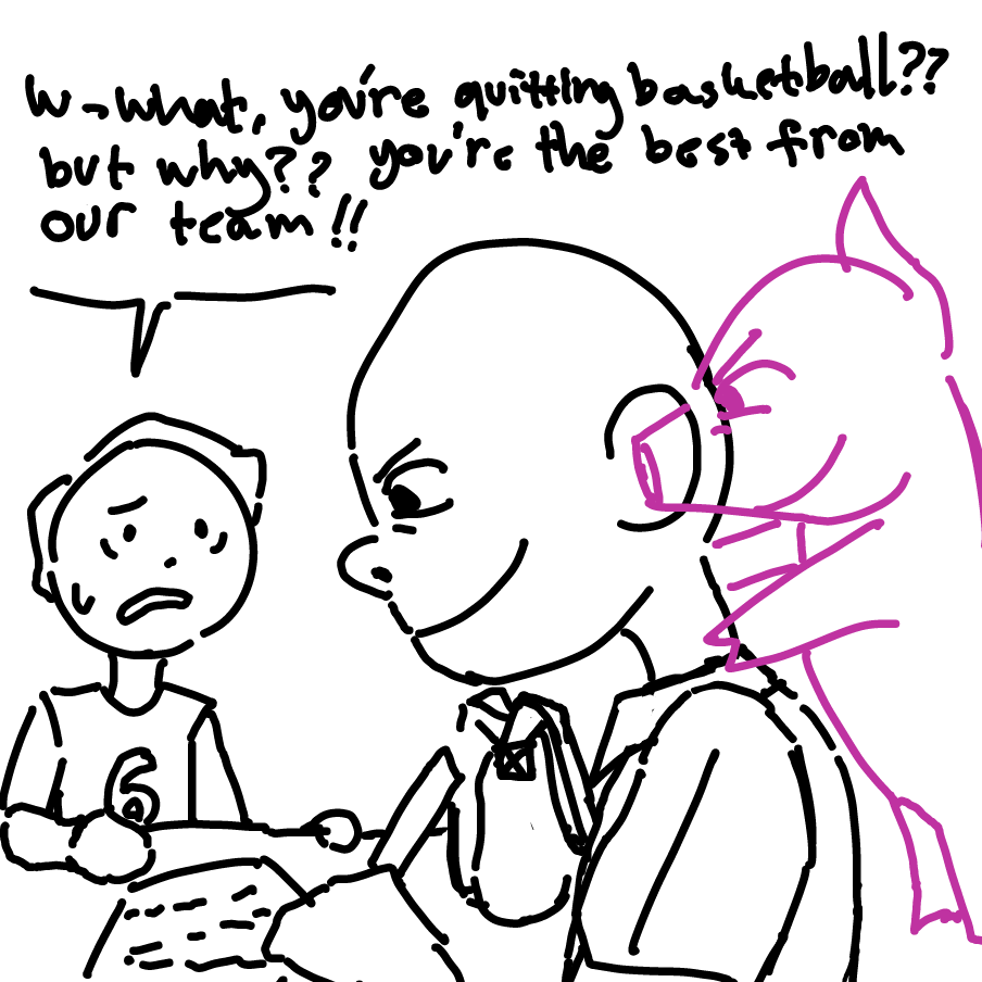 Drawing in Pig stuck in a basketball player by unyu