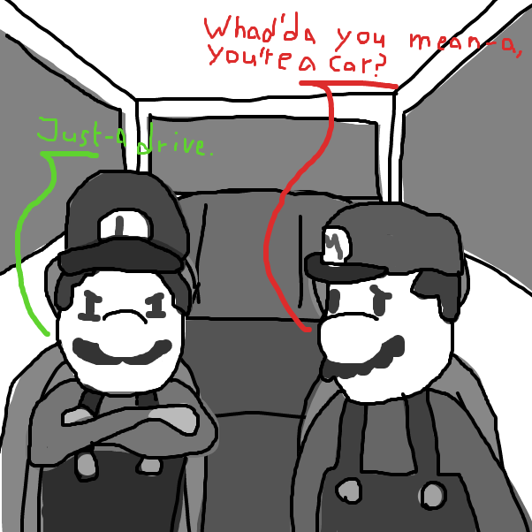 Blocking traffic is illegal in the mushroom kingdom. - Online Drawing Game Comic Strip Panel by Ohnooooo