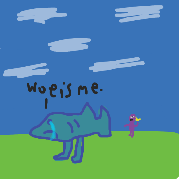 Drawing in A distressed land shark by Grimore