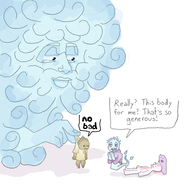 yes
ghostbusters will make good body for the ghost
with the little red and white badge
sorry silhouette character, you will have to wait for help
maybe ghost will help you in the ghostbusters body

 - Online Drawing Game Comic Strip Panel by Chepley