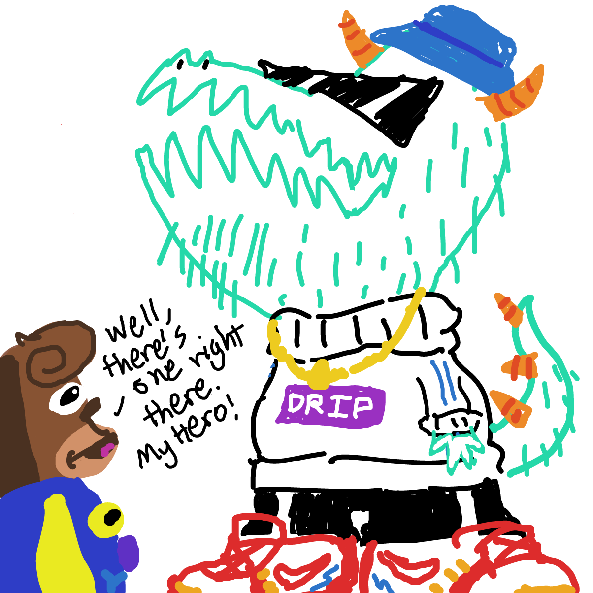 Drawing in pup gets paid by Prawnston