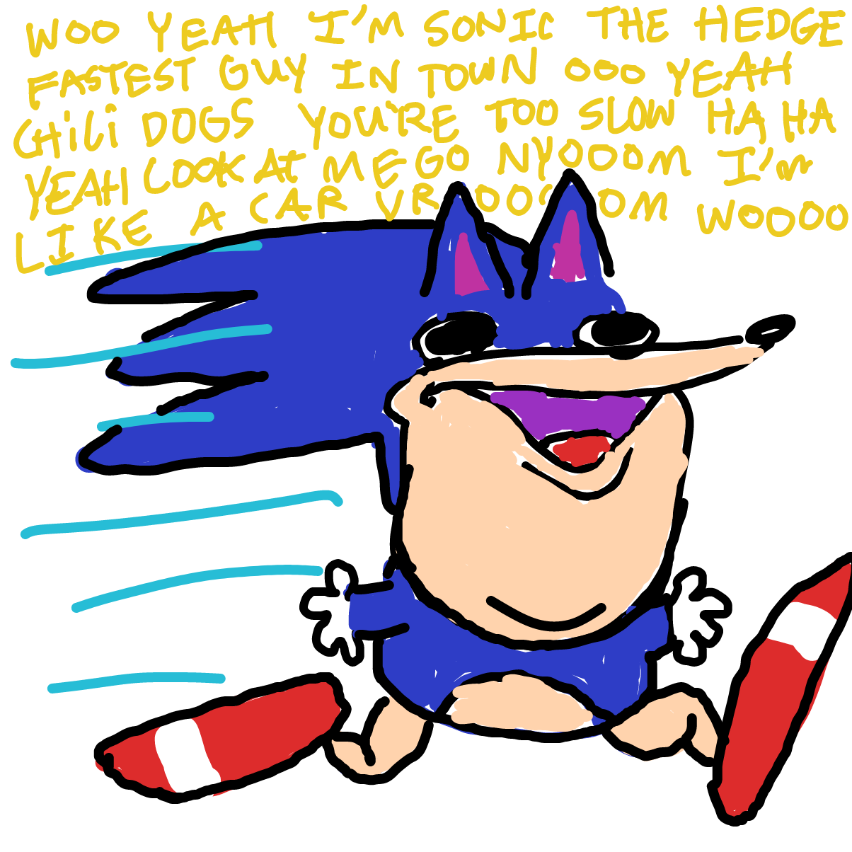 Drawing in fast guy sonic by Prawnston