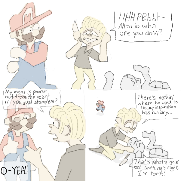 IM ALL OUTTA FAITH
DIS IS HOW I FEEEEL
IM COLD AND IM ASHAMED
BOUND AND BROKEN ON TH- FLOOHR - Online Drawing Game Comic Strip Panel by Chepley