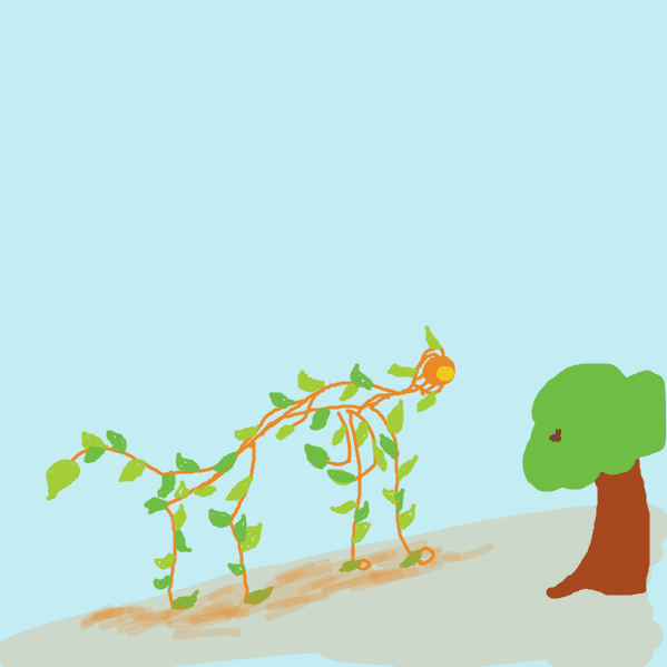 he sees a small forest creature - Online Drawing Game Comic Strip Panel by anythingbut