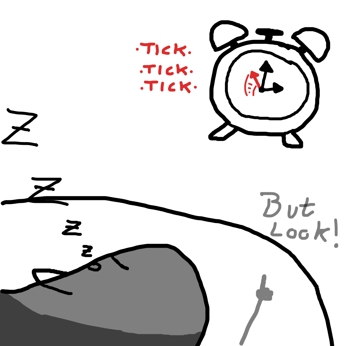 Oh no, the alarm clock! - Online Drawing Game Comic Strip Panel by CherryFlavored