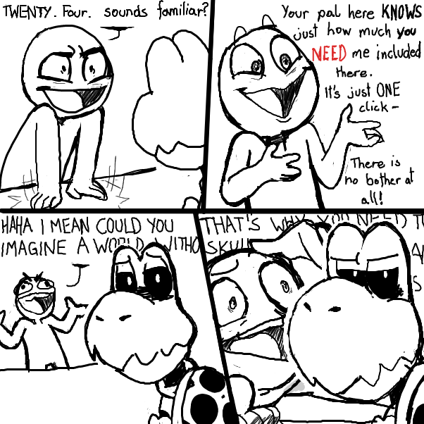 It's funny because your character was looking at me while i was drawing it being all like... "Really?" - Online Drawing Game Comic Strip Panel by Sluggishfella