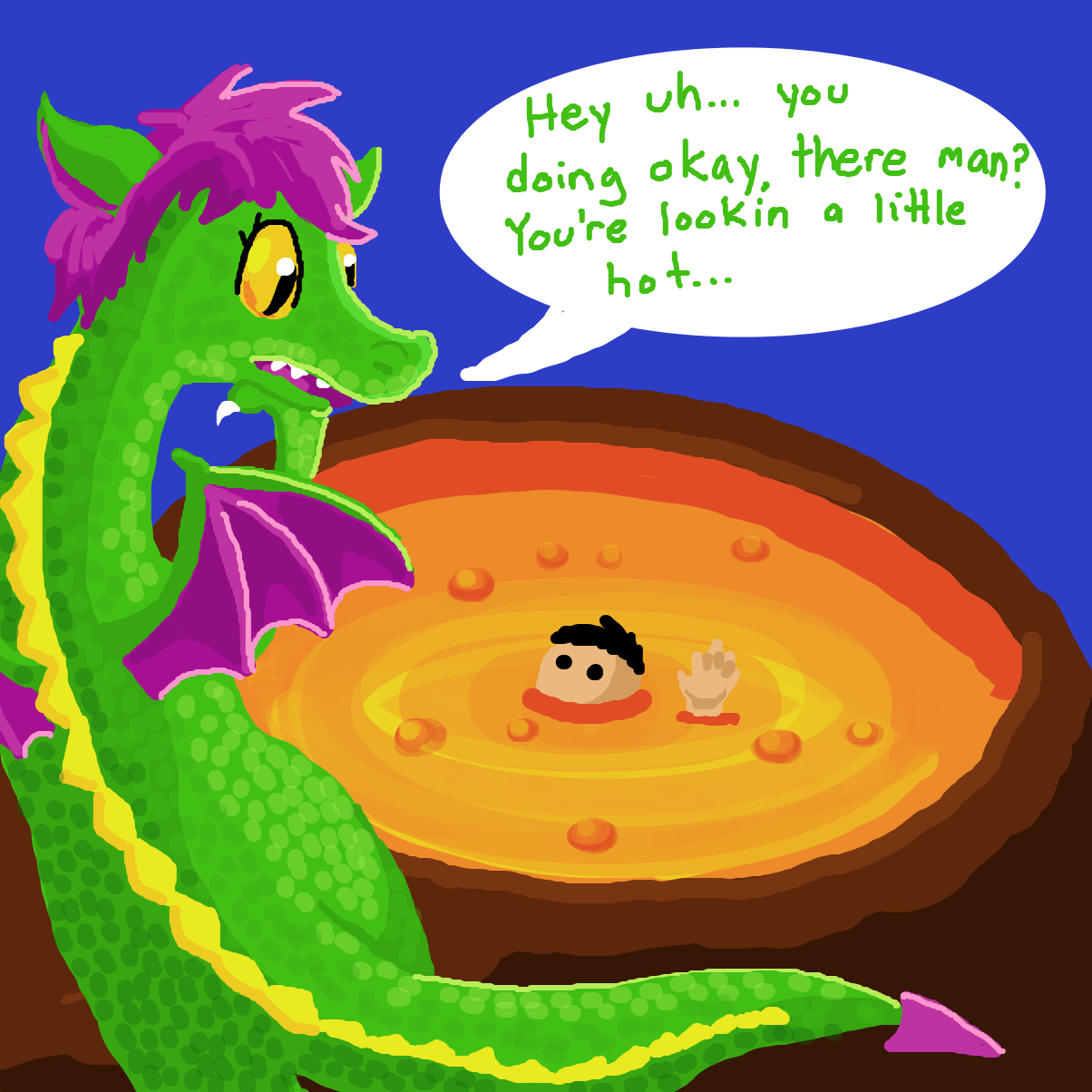 Drawing in Seb in lava by Electra