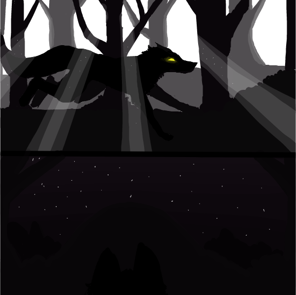 I was thinking that maybe as a finisher, the wolf howling at the moon or something! Btw my panel is hinting the wolf going to some kind of cliff...  - Online Drawing Game Comic Strip Panel by Sluggishfella
