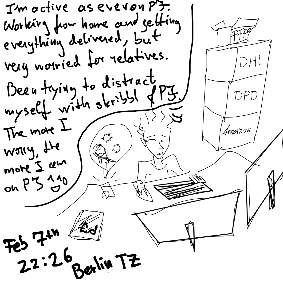 I set the timestamp when I started but now its actually 22:35 - Online Drawing Game Comic Strip Panel by Scribbledabble