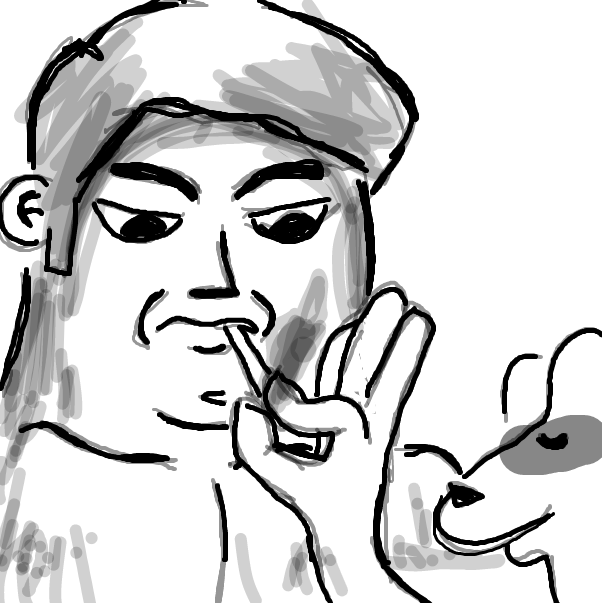 Drawing in Sluggish Fella gets bonked by HelpMe