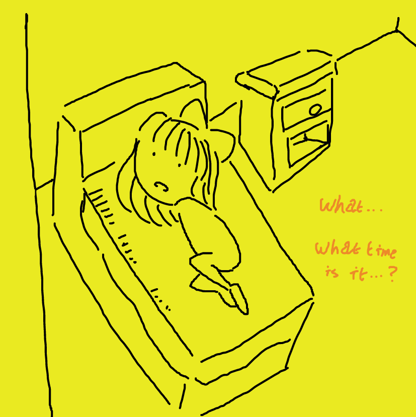 Did she oversleep? Or undersleep? - Online Drawing Game Comic Strip Panel by ⚰