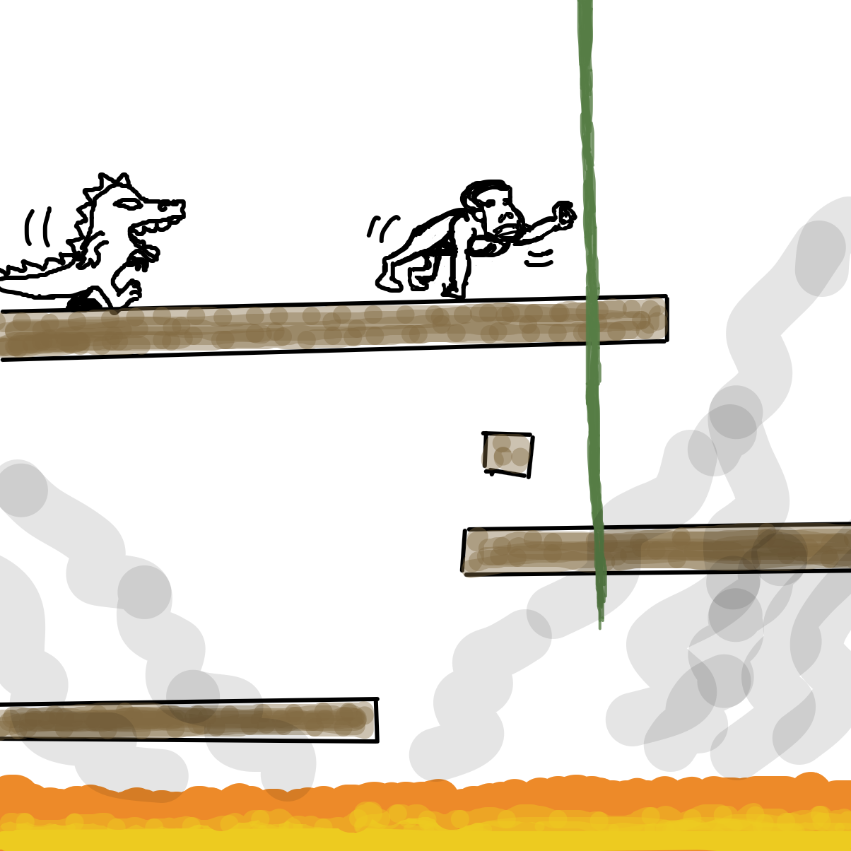 Drawing in Lizard vs chimpanzee by Scribbledabble