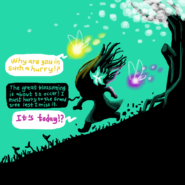 Maya explains the situation to her friends as she traverse down the slopes. - Online Drawing Game Comic Strip Panel by SeanTrunks