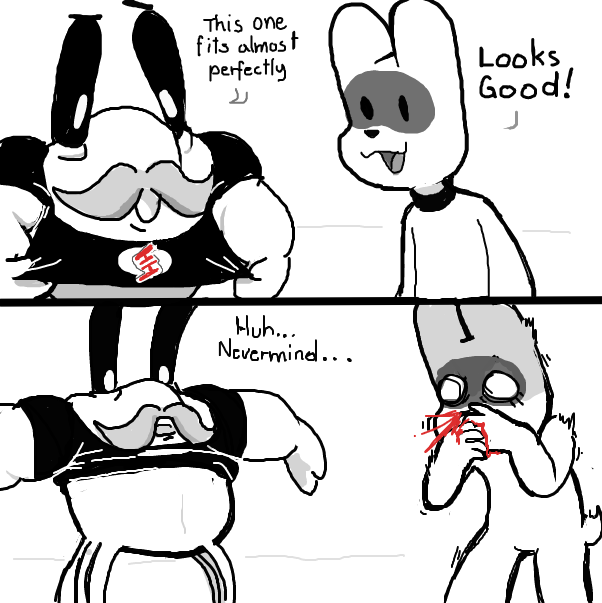 A tip when buying shirts? Try and see when you lift your arms! - Online Drawing Game Comic Strip Panel by Sluggishfella