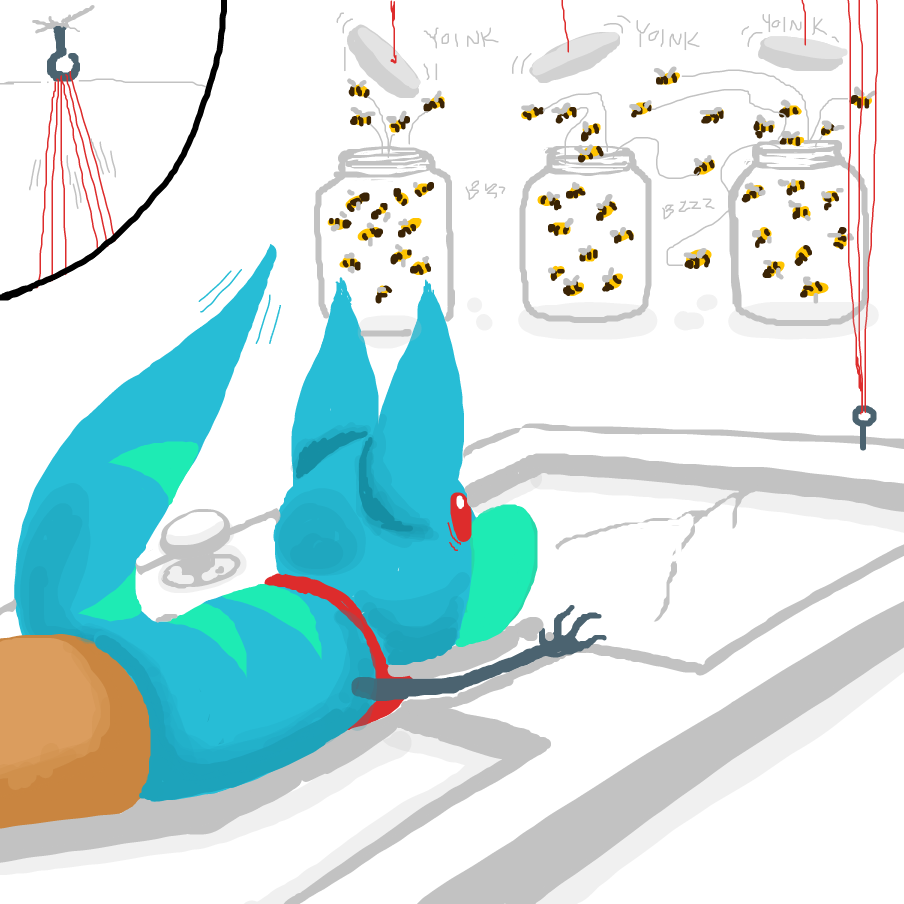 The old jars full of bees tied to the door trap! - Online Drawing Game Comic Strip Panel by TFD