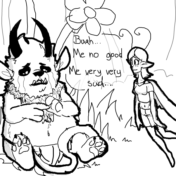 She knows her special friend just overreacts sometimes... Will that be the case? Will big furry boy get some cheers!? - Online Drawing Game Comic Strip Panel by Sluggishfella