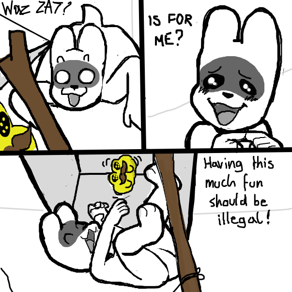 I can imagine the next panel going like. "It is" and bam captured. - Online Drawing Game Comic Strip Panel by Sluggishfella