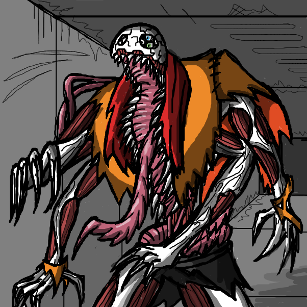 Used the recolor tool by accident. Now some of the colors are messed up. Salvaged what I could so my progressed aren't waste. So here's my character as a severely mutated zombie monster abomination suffering from advanced stages of the infection. - Online Drawing Game Comic Strip Panel by SeanTrunks