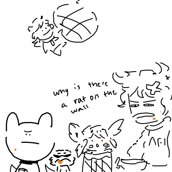 where does it come from? what does it want? perhaps our garbage can dweller can eat the pest. or we just get the broom and smack it away. nothing disturbs a party without consequences. nothing. - Online Drawing Game Comic Strip Panel by kumatora