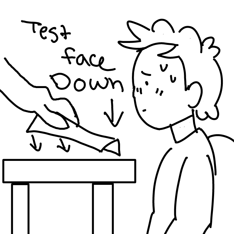 That moment when you get your test back and the teacher hands it to you face down.... - Online Drawing Game Comic Strip Panel by MakkyMonday