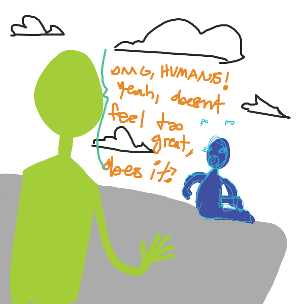 Drawing in the man on the ledge by Limelamb