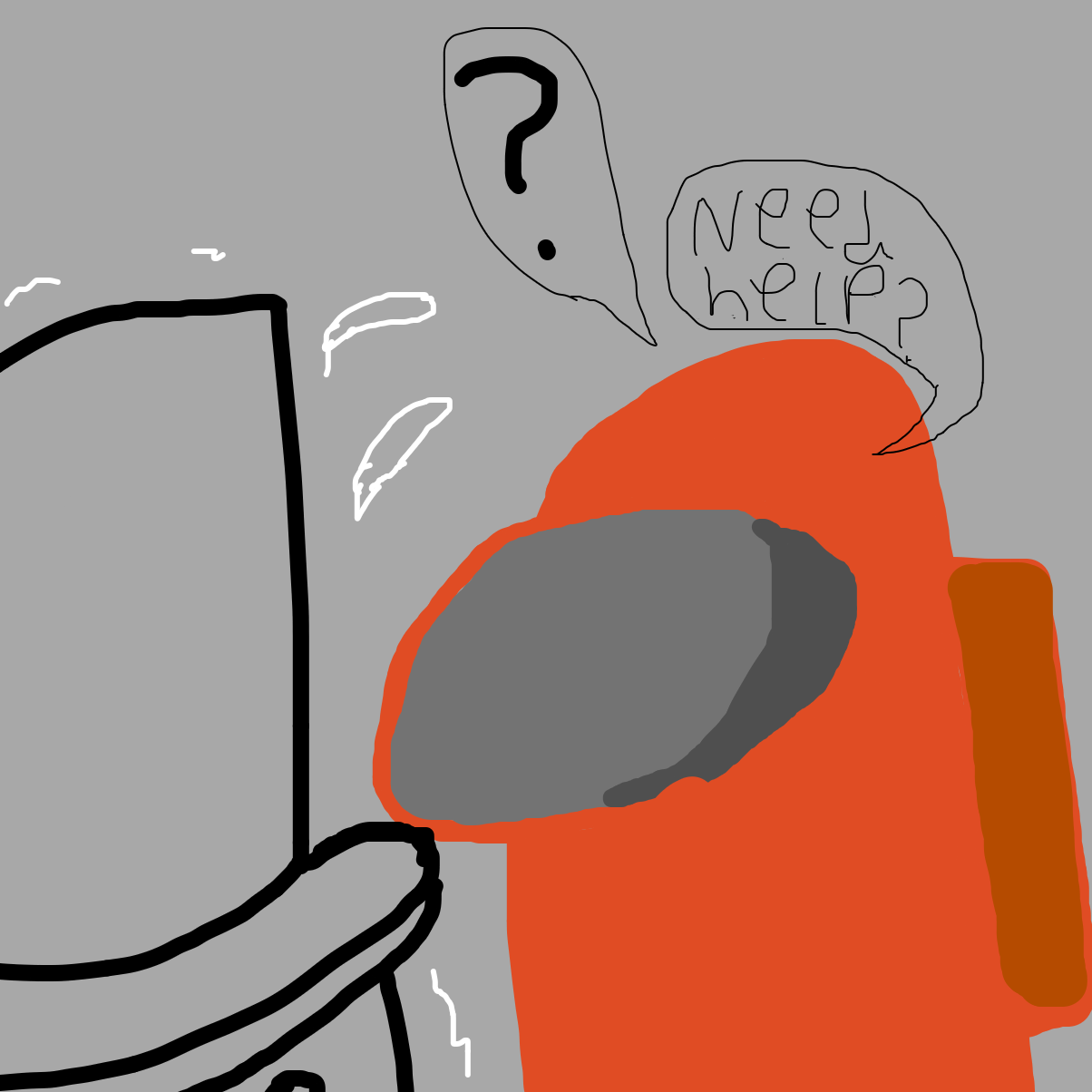 Orange: Need help? - Online Drawing Game Comic Strip Panel by Blatzz