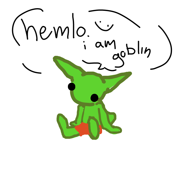 Drawing in am goblin by pantsless dog