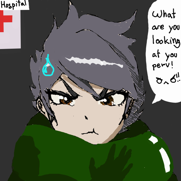 a woman that was trying to sleep because of the hours of waiting for her turn at the emergency room, is interrupted by a cop by watching intensively for a long time until she had enough! - Online Drawing Game Comic Strip Panel by nekoraptor