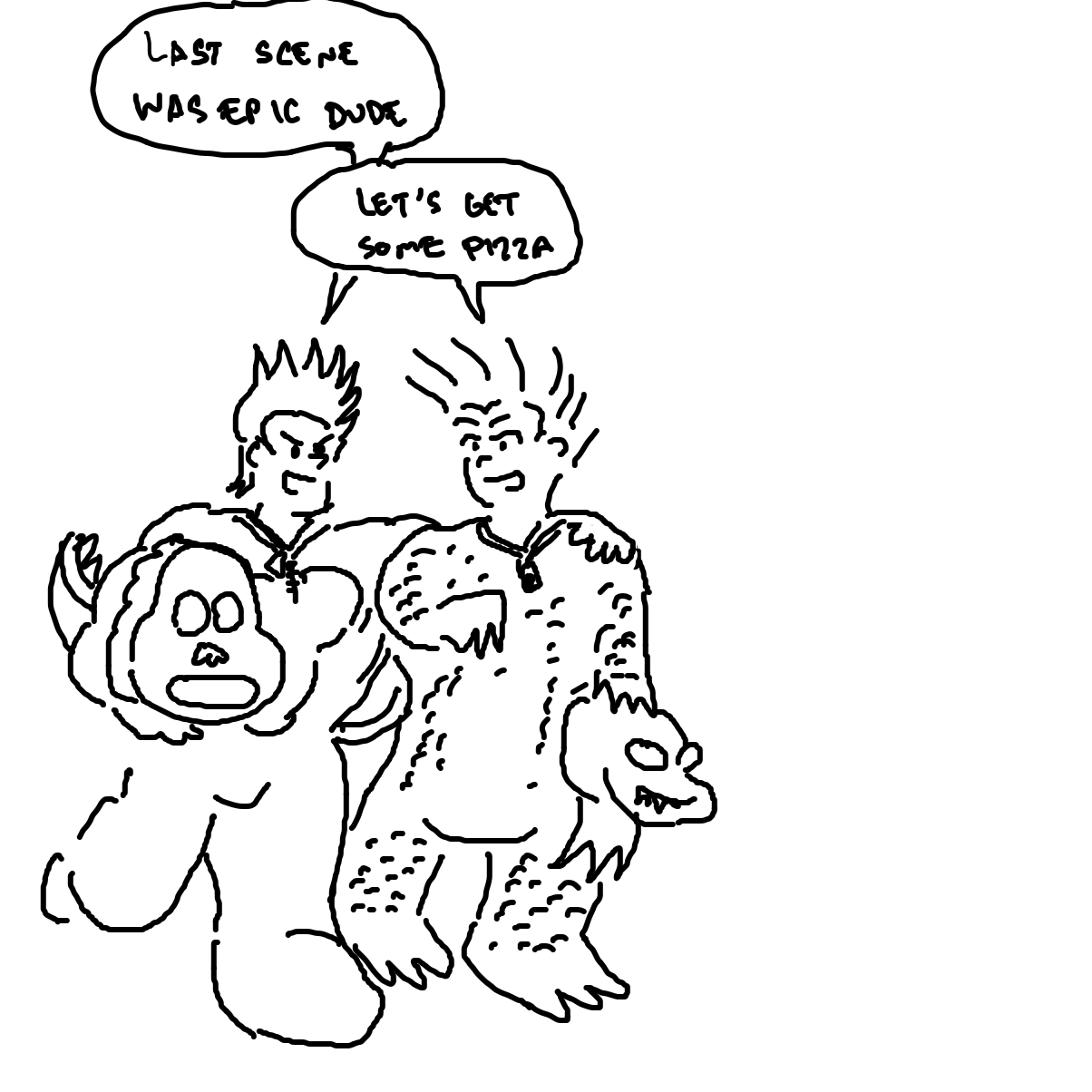 Drawing in Lizard vs chimpanzee by rex