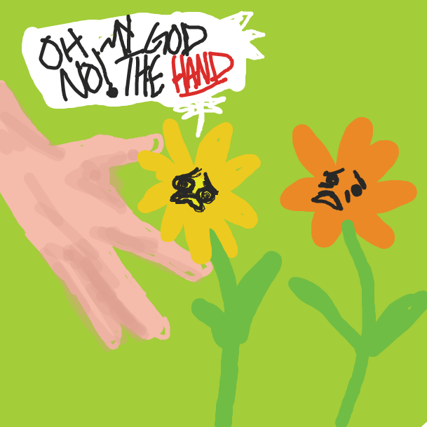 The Hand comes to pluck a flower - Online Drawing Game Comic Strip Panel by Kaeley