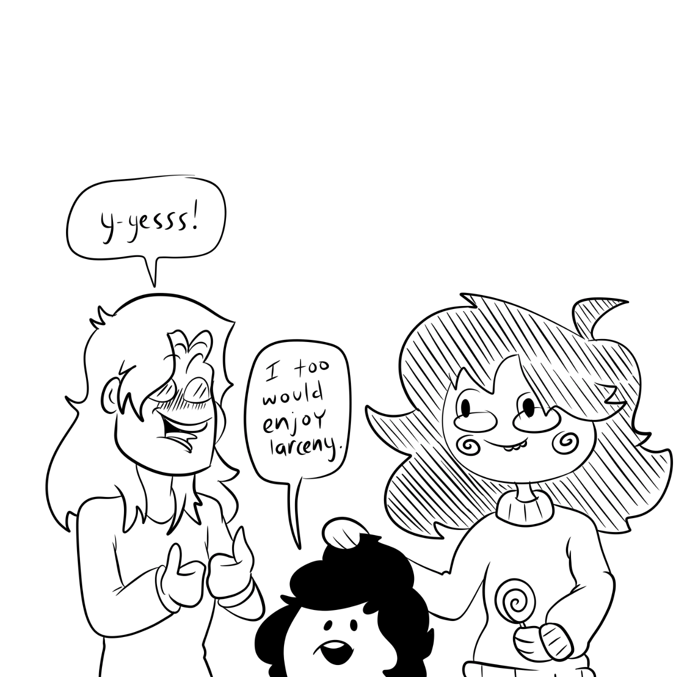 Everyone is up for a robbery.  - Online Drawing Game Comic Strip Panel by Wizard Croissant