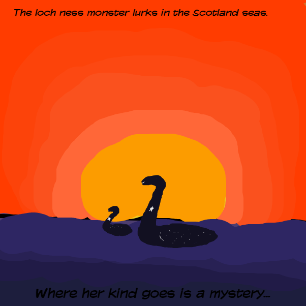 The loch ness monster is with her baby. That star on their necks is their birthmark. - Online Drawing Game Comic Strip Panel by pandasister46